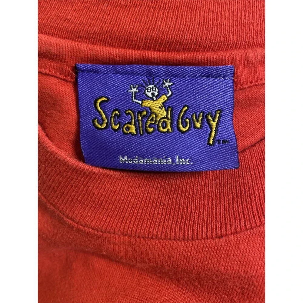 Vintage Single Stitch Red Scared Guy Yikes Katie Freedman T-shirt M Medium